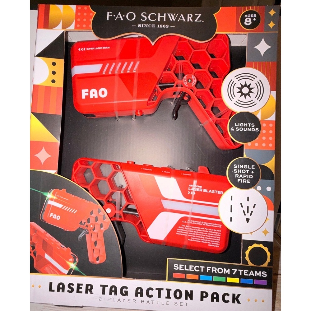 FAO‎ Schwarz Laser Tag Action Pack 2 Player Set Red NEW Lights Sounds